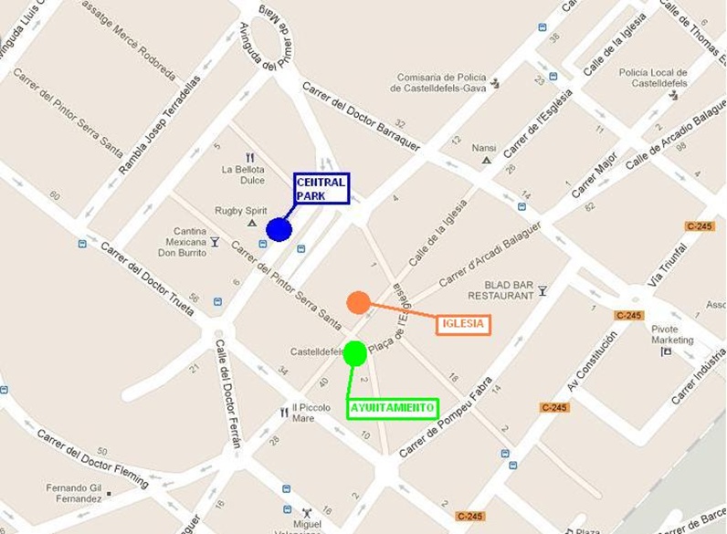 Estamos en el centro de Castelldefels, detr�s de la plaza del ayuntamiento
